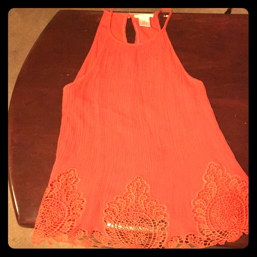 Pumpkin orange crocheted tank top